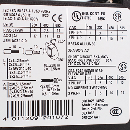 3RT1025-1AP00 Контактор Siemens