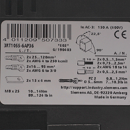 3RT1055-6AP36 Контактор Siemens (с хранения)