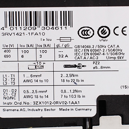 3RV1421-1FA10 выключатель автоматический Siemens