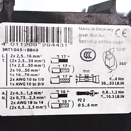 3RT1045-1BB40 Контактор Siemens