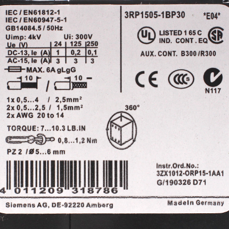 3RP1505-1BP30 Реле времени Siemens