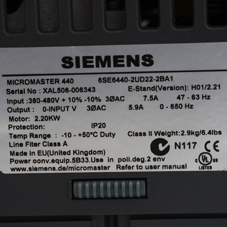 6SE6440-2UD22-2BA1 Преобразователь Siemens