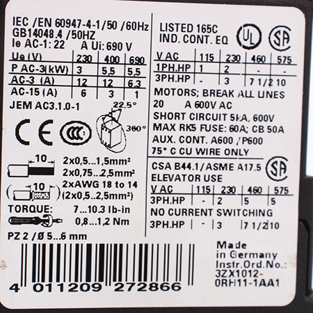 3RT1017-1BB41 Контактор Siemens