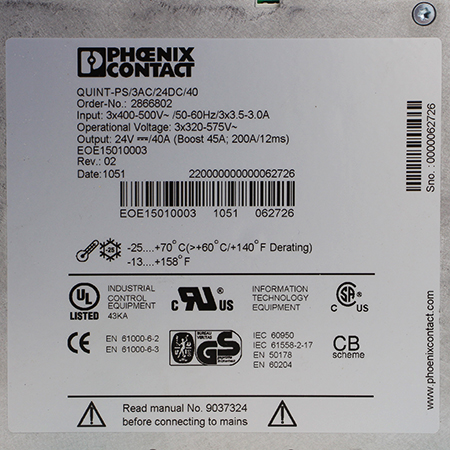 QUINT-PS-3AC/24DC/40 2866802 Источник питания Phoenix Contact