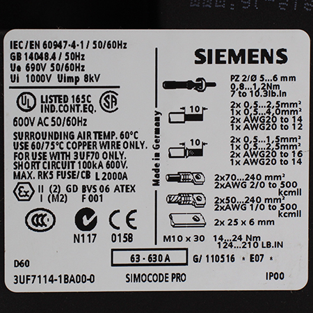 3UF7114-1BA00-0 Модуль измерения тока/напряжения Siemens