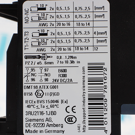 3RU2116-1JB0 Реле тепловое Siemens