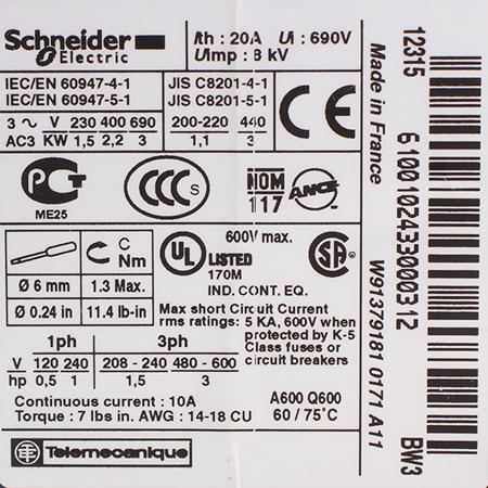 LP5K0610BW3 Контактор реверсивный Schneider Electric