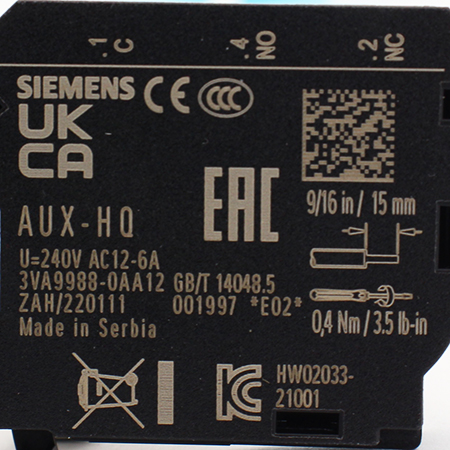 3VA9988-0AA12 Контакт дополнительный Siemens