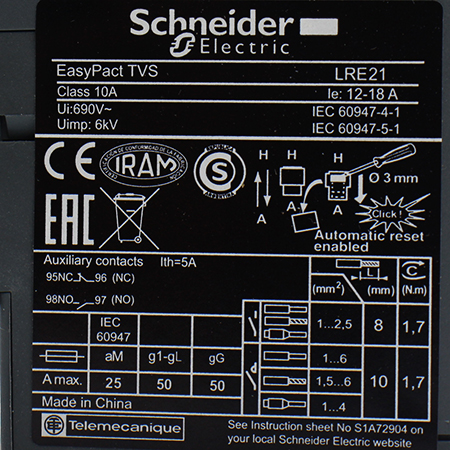 LRE21 Реле тепловое Schneider Electric