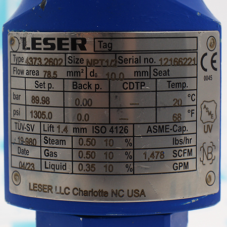 4373.2602 NPT 1/2 Клапан предохранительный Leser (с хранения)