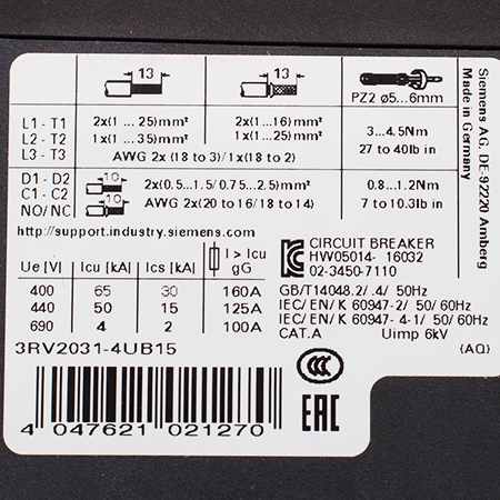 3RV2031-4UB15 Выключатель автоматический Siemens