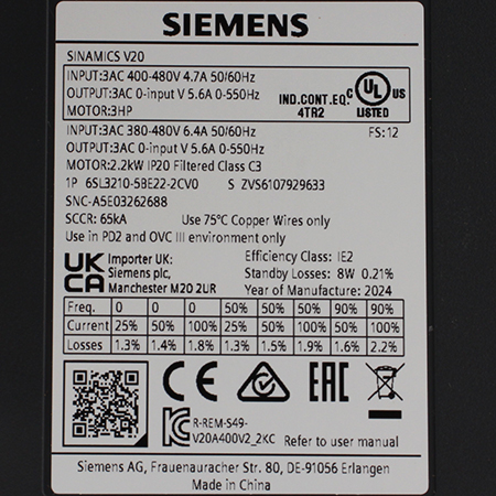 6SL3210-5BE22-2CV0 Преобразователь частоты Siemens