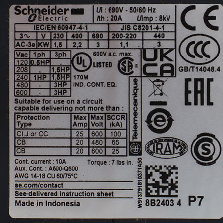 LC1K0610P7 Контактор Schneider Electric