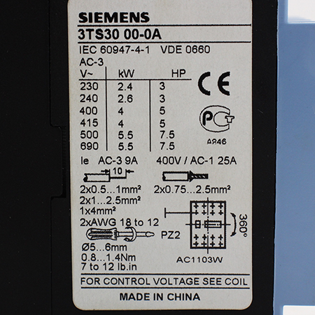 3TS3000-0AN2 Контактор переменного тока Siemens