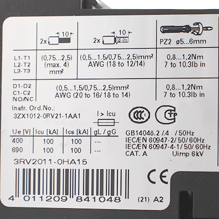 3RV2011-0HA15 Выключатель автоматический Siemens
