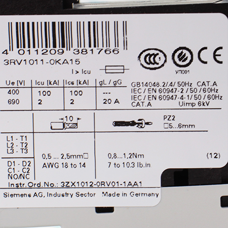3RV1011-0KA15 Выключатель автоматический Siemens