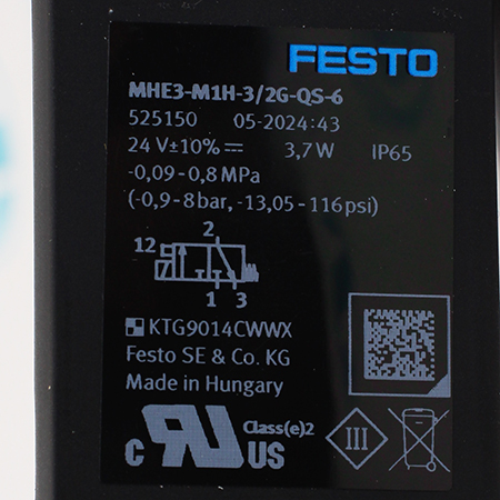 MHE3-M1H-3/2G-QS-6 Распределитель с электромагнитным управлением Festo