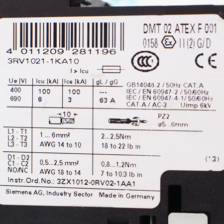 3RV1021-1KA10 Выключатель автоматический Siemens