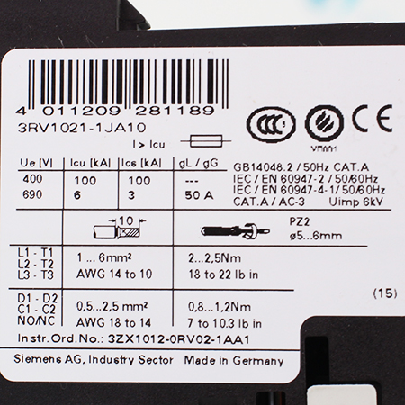 3RV1021-1JA10 Выключатель автоматический Siemens