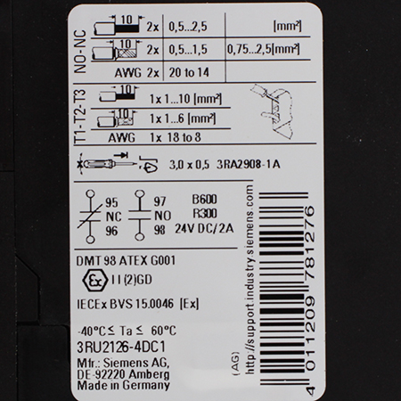 3RU2126-4DC1 Реле перегрузки Siemens