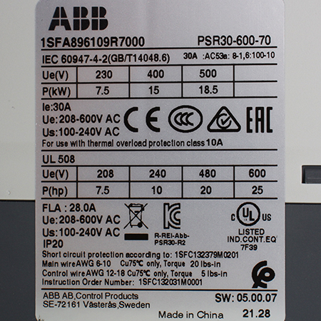 1SFA896109R7000 Устройство плавного пуска ABB