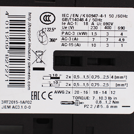 3RT2015-1AF02 Контактор Siemens