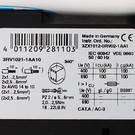3RV1021-1AA10 Выключатель автоматический Siemens
