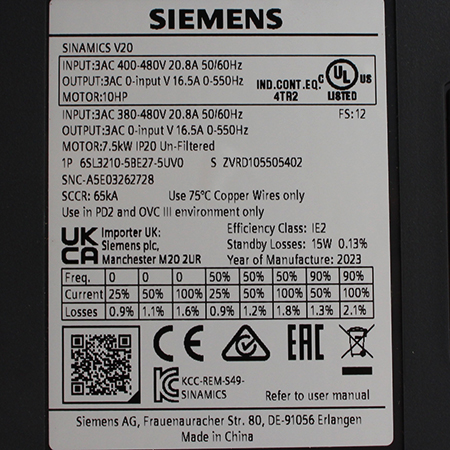 6SL3210-5BE27-5UV0 Преобразователь частоты Siemens