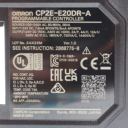 CP2E-E20DR-A Контроллер логический программируемый Omron