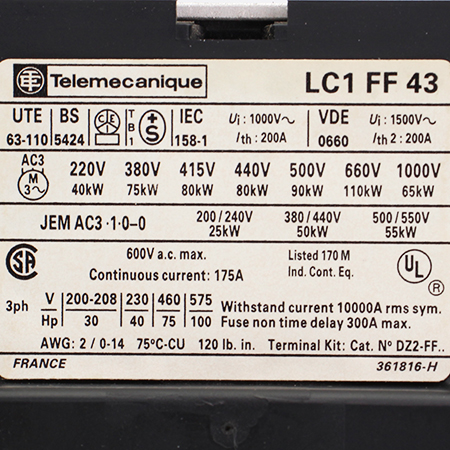 LC1FF43 Контактор Telemecanique/Schneider Electric (с хранения)