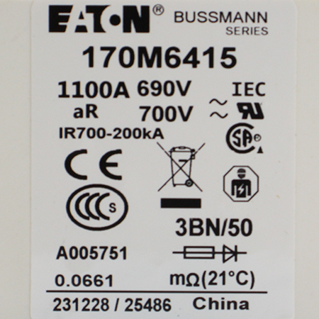 170M6415 Предохранитель быстродействующий Bussmann/Eaton