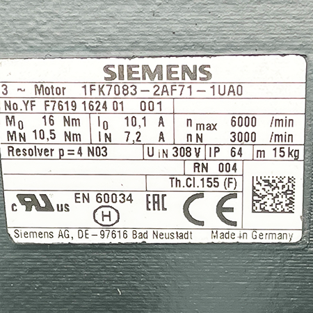 1FK7083-2AF71-1UA0 Двигатель синхронный Siemens