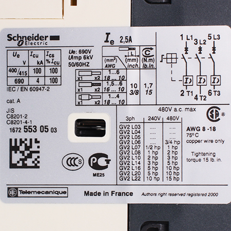 GV2L07 Выключатель автоматический Schneider Electric