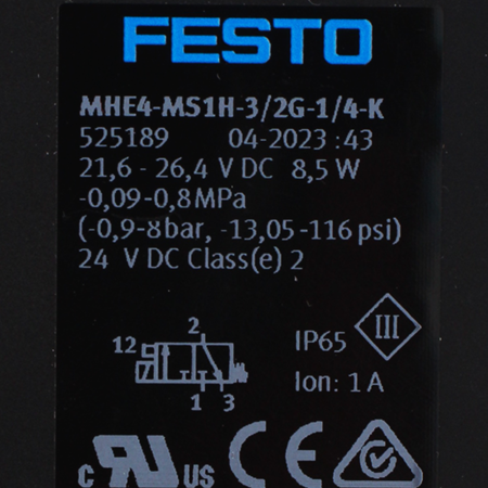MHE4-MS1H-3/2G-1/4-K Распределитель с электромагнитным управлением Festo