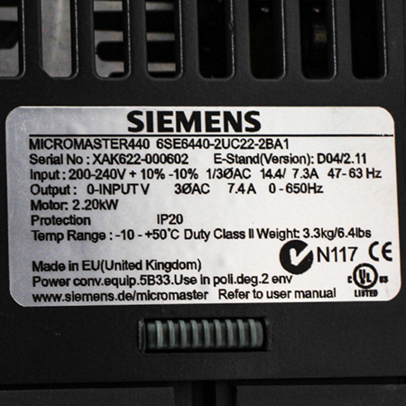 6SE6440-2UC22-2BA1 Преобразователь частотный Siemens