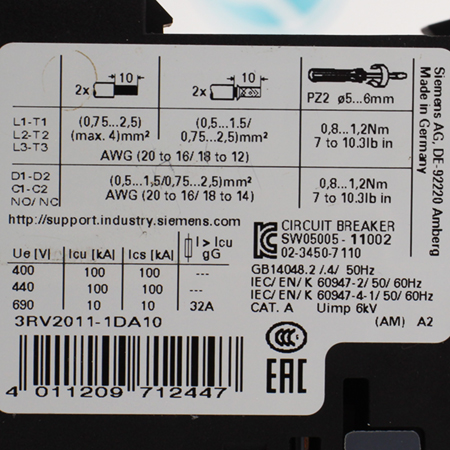 3RV2011-1DA10 Выключатель автоматический Siemens