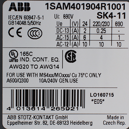 1SAM401904R1001 Контакт сигнальный ABB