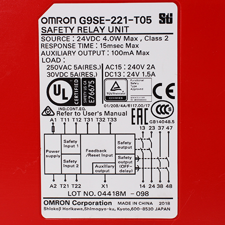 G9SE-221-T05 DC24 Модуль реле безопасности Omron (на запчасти)