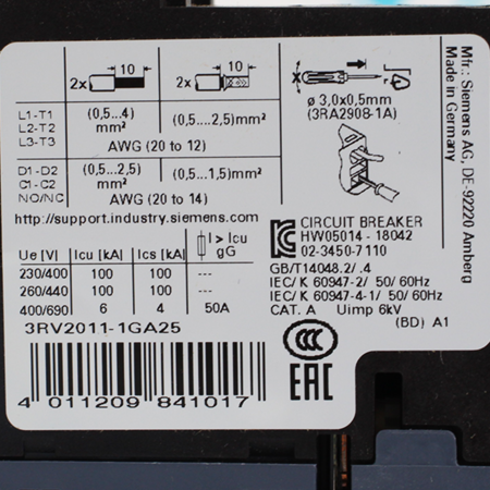 3RV2011-1GA25 Выключатель автоматический Siemens