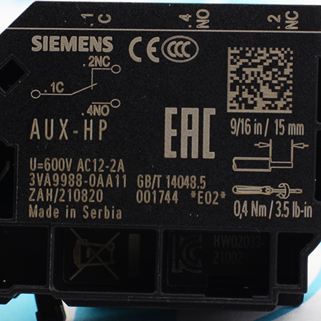 3VA9988-0AA11 Контакт дополнительный Siemens