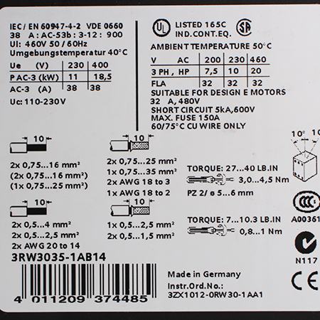 3RW3035-1AB14 Устройство плавного пуска Siemens