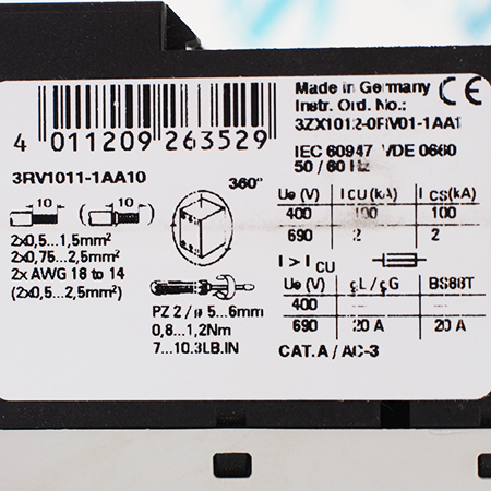 3RV1011-1AA10 Выключатель автоматический Siemens