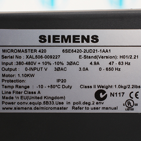 6SE6420-2UD21-1AA1 Преобразователь Siemens