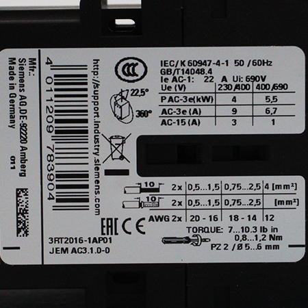 3RT2016-1AP01 Контактор Siemens