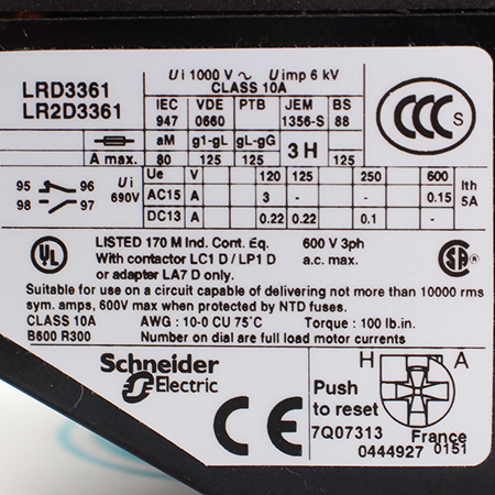 LRD3361 Реле перегрузки тепловое Schneider Electric