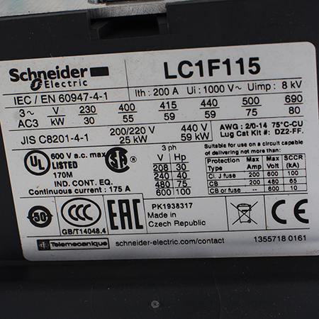 LC1F115P7 Контактор Schneider Electric