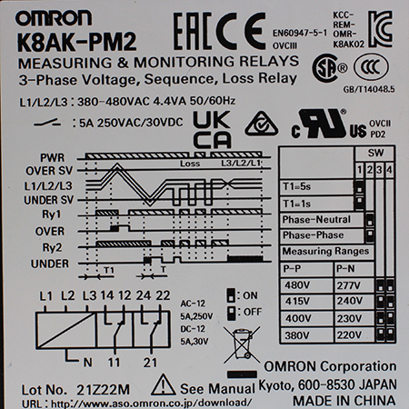 K8AK-PM2 Реле контроля напряжения Omron