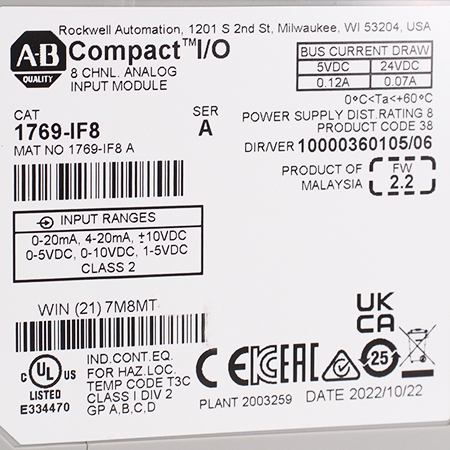 1769-IF8 Модуль ввода Allen-Bradley