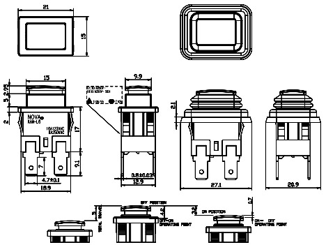 SB146 IP65 on-off 13*19mm