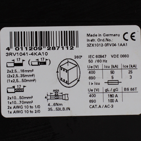 3RV1041-4KA10 Контактор автоматический Siemens